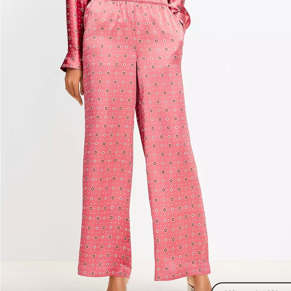 LOFT Pink Wide Leg Jumpsuit with High-Waisted Design